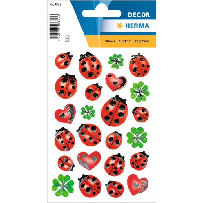 herma stickers lieveheersbeestje met zilver embossing uit de DECOR serie