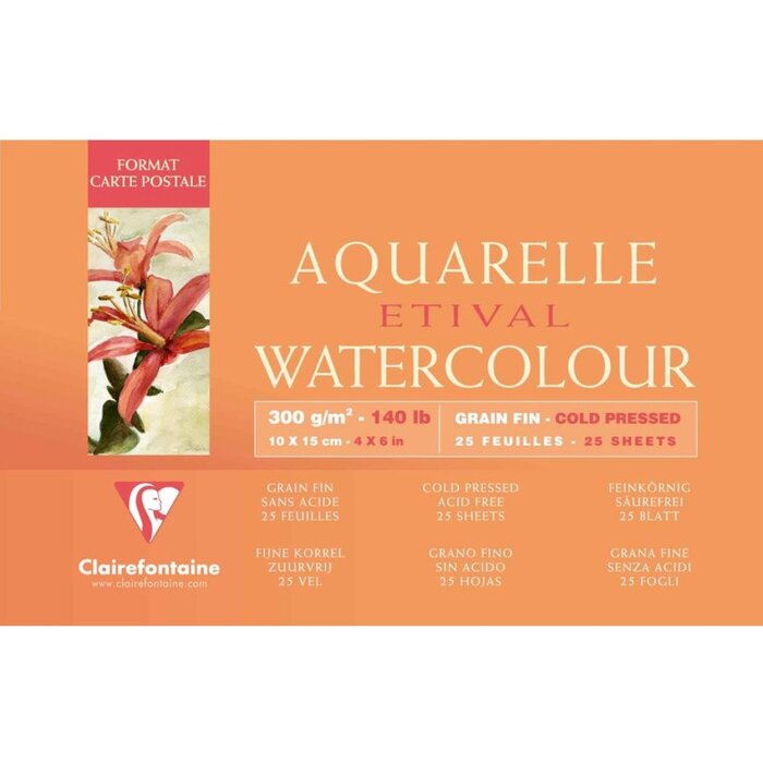 Aquarelpapier 10x15cm postkaartformaat, 25 vellen, 300g