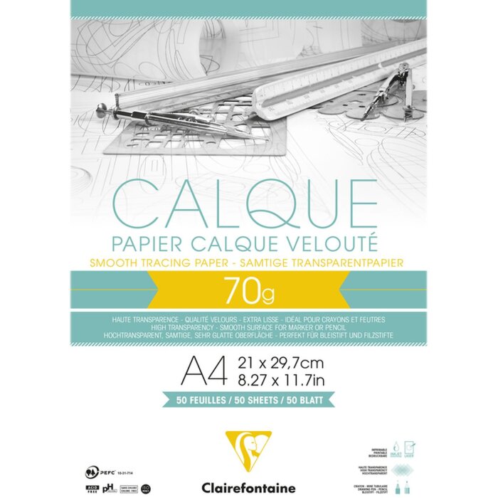 Transparant papierblok din a4 50 vellen