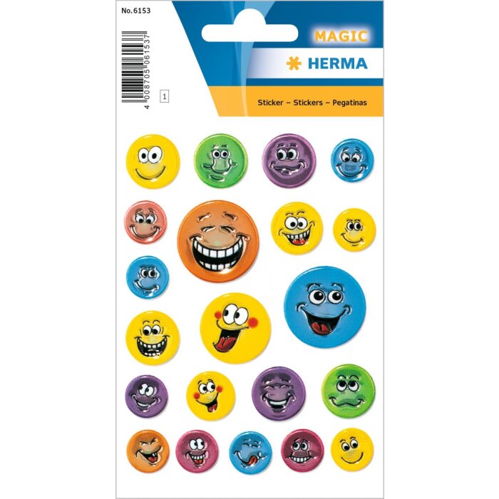 herma stickers grappig reliëf smileys