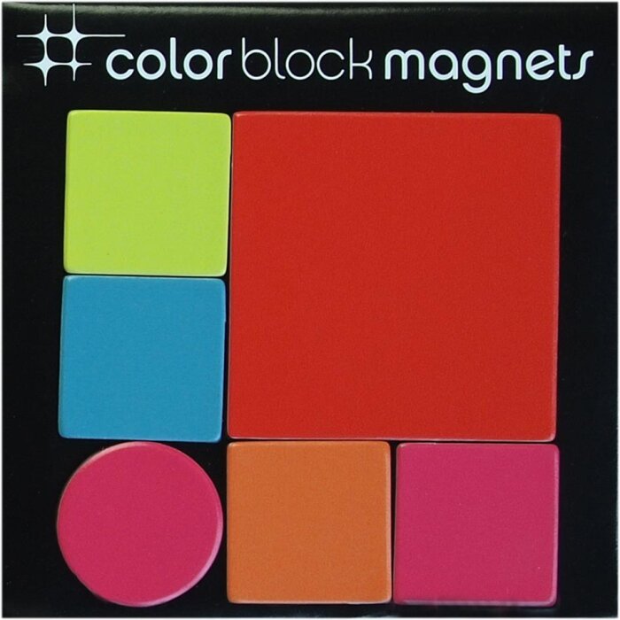 Kleurblok vinyl magneten mix 6 stuks