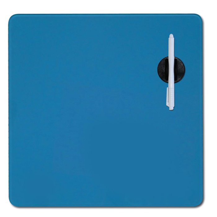 staal blauw magneet glasbord droog wisbaar 38x38 cm