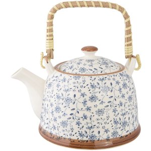 Theepot ø 14x14 cm Keramiek Bloemen Blauw