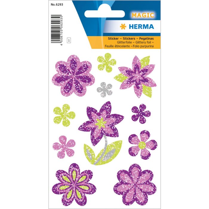 herma kleurrijke stickers bloemen Diamant, glittery