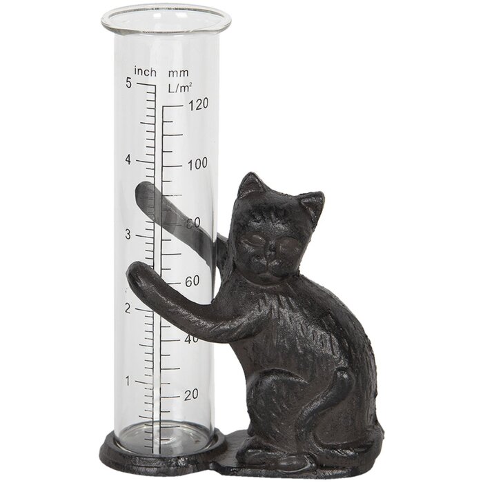 Regenmeter Cat 9x5x16 cm bruin