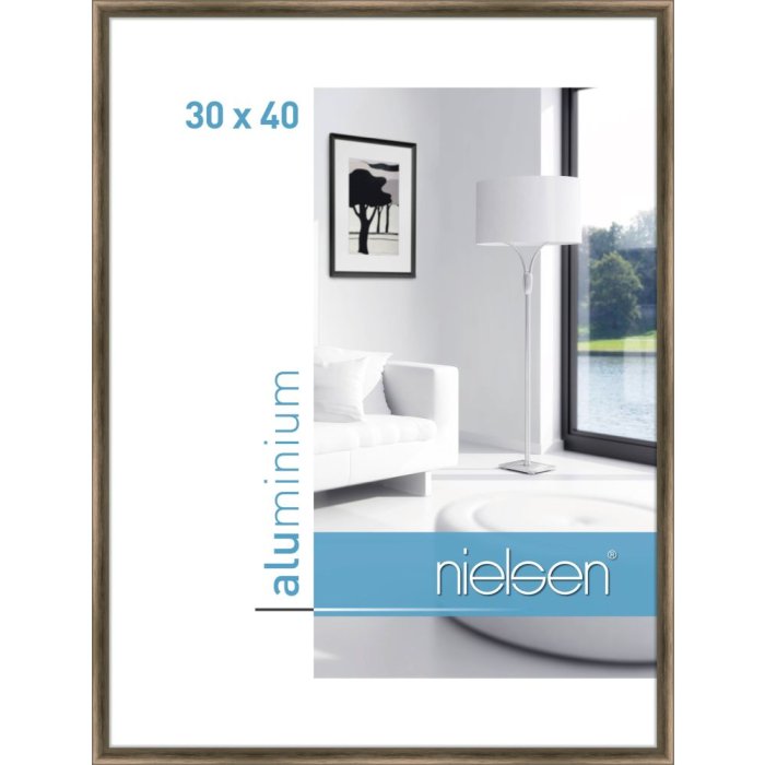 Aluminium lijst Classic 30x40 cm structuur notenhout