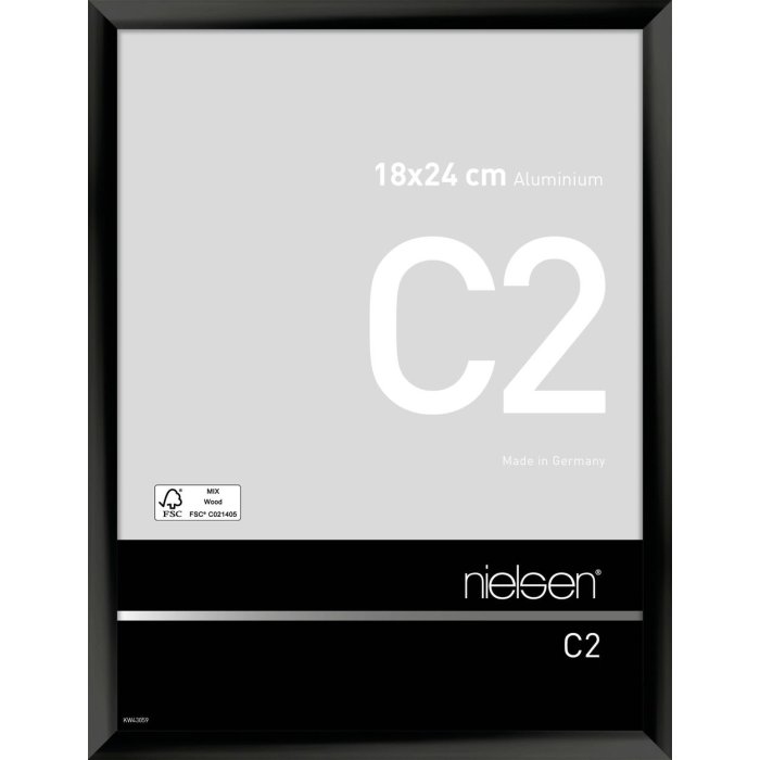 Nielsen Aluminium lijst c2 18x24 cm geanodiseerd zwart glanzend