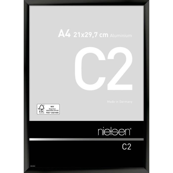 Nielsen Aluminium lijst c2 21x29,7 cm geanodiseerd zwart glanzend