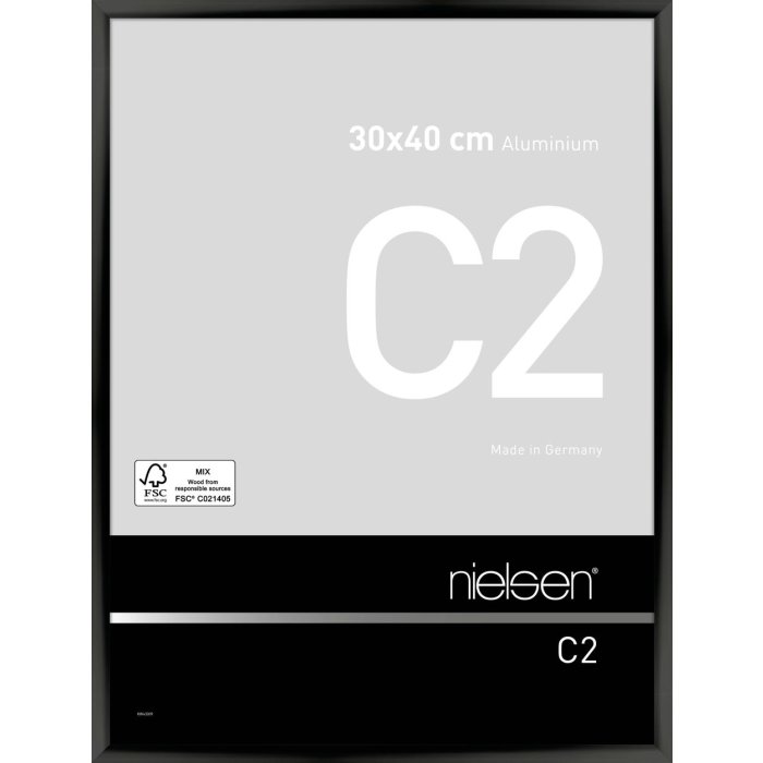 Nielsen Aluminium lijst c2 30x40 cm geanodiseerd zwart glanzend