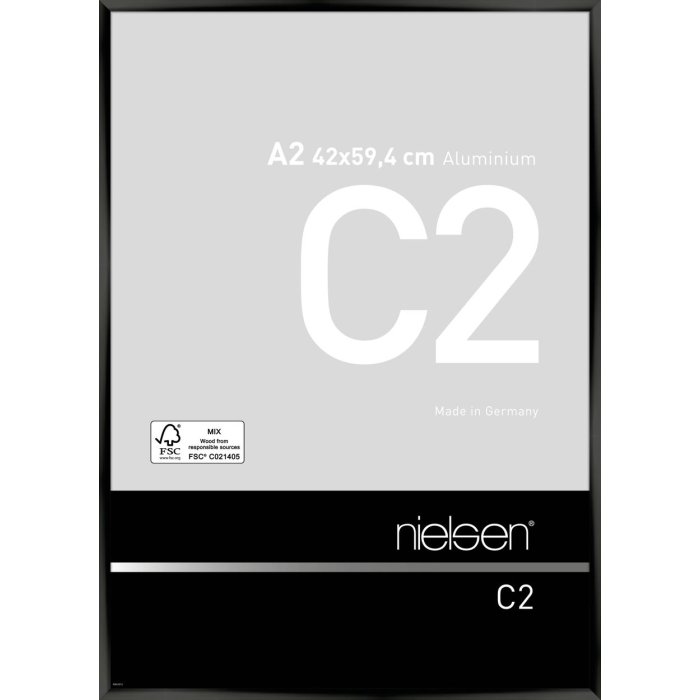 Nielsen Aluminium lijst c2 42x59,4 cm geanodiseerd zwart glanzend