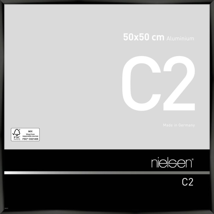 Nielsen Aluminium lijst c2 50x50 cm geanodiseerd zwart glanzend