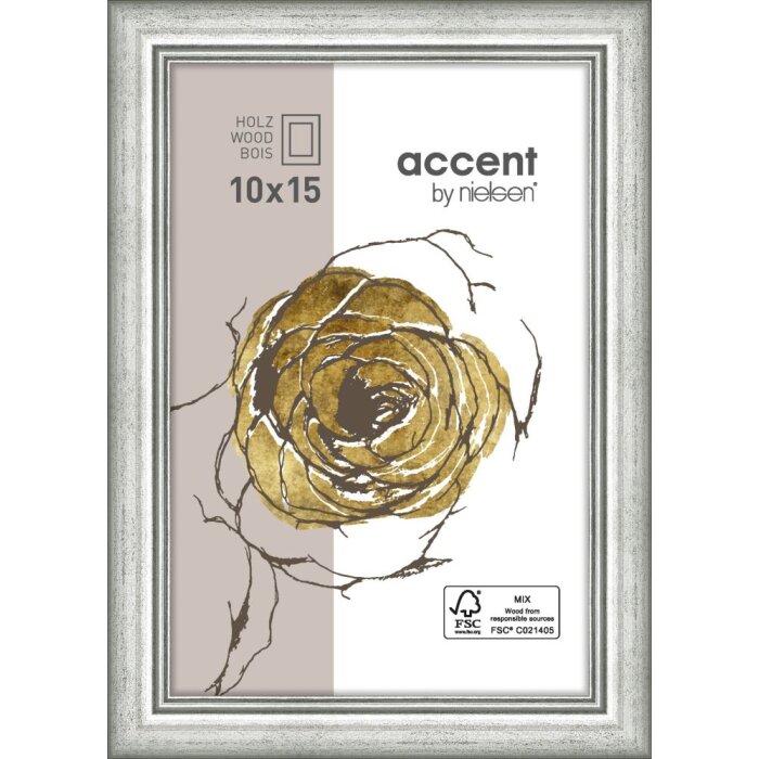 Ascot houten lijst 10x15 cm zilver