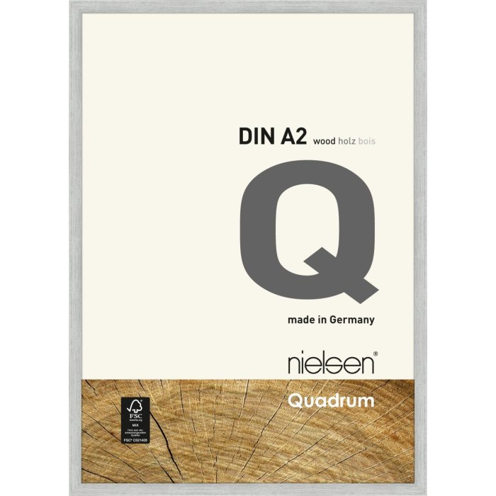 Houten clip-on lijst Quadrum 42x60 cm zilver