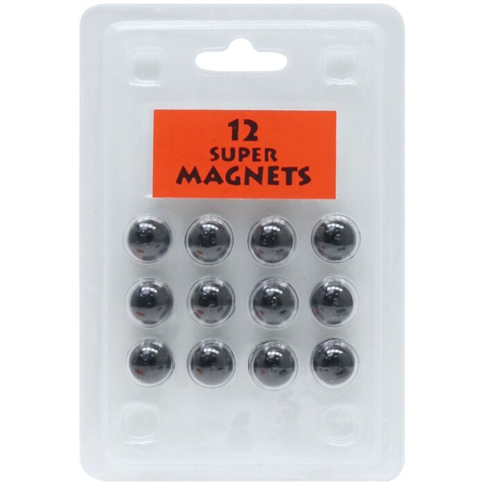 Blisterverpakking 12 magneten zwart