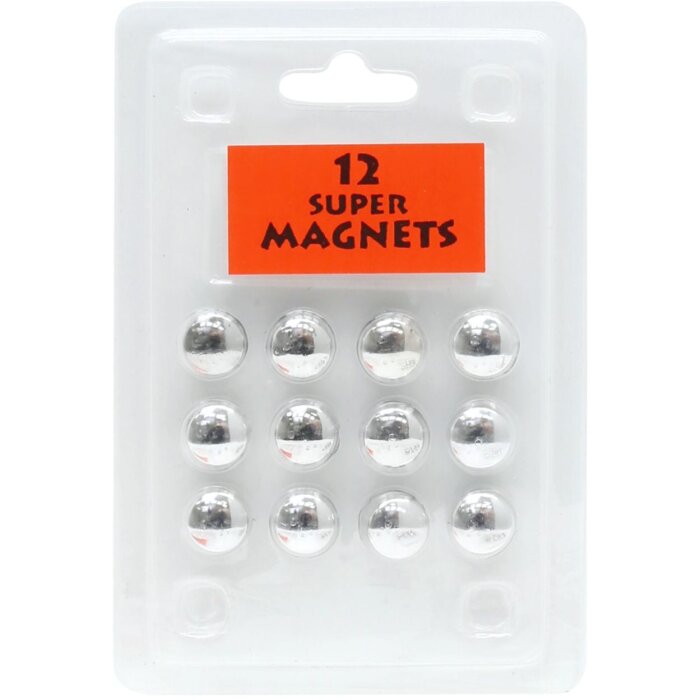 Blisterverpakking 12 magneten zilver