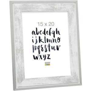 Deknudt Houten lijst s43re 18x24 cm wit - zilveren rand