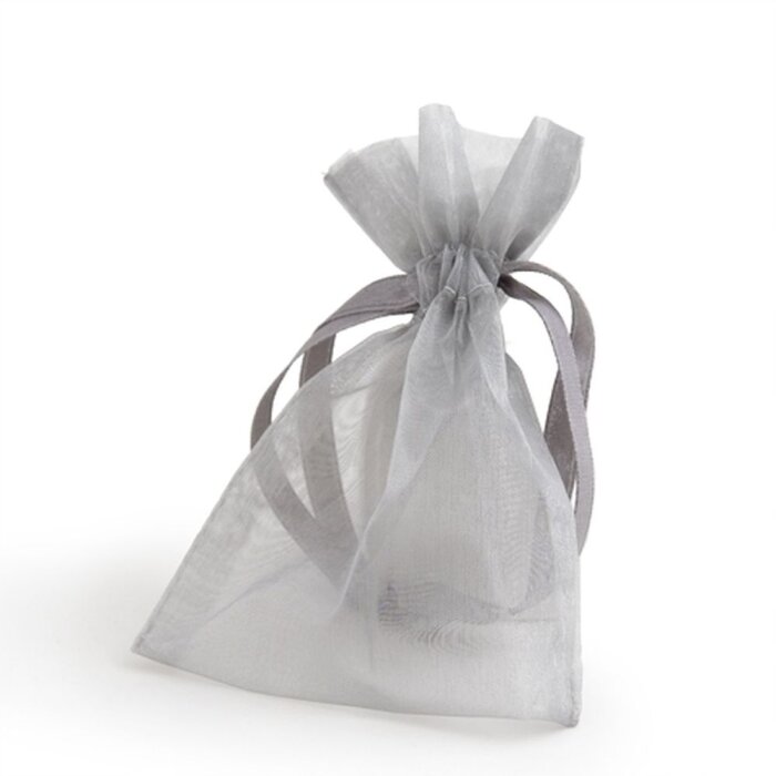 Organza zakje 9x12 cm zilvergrijs
